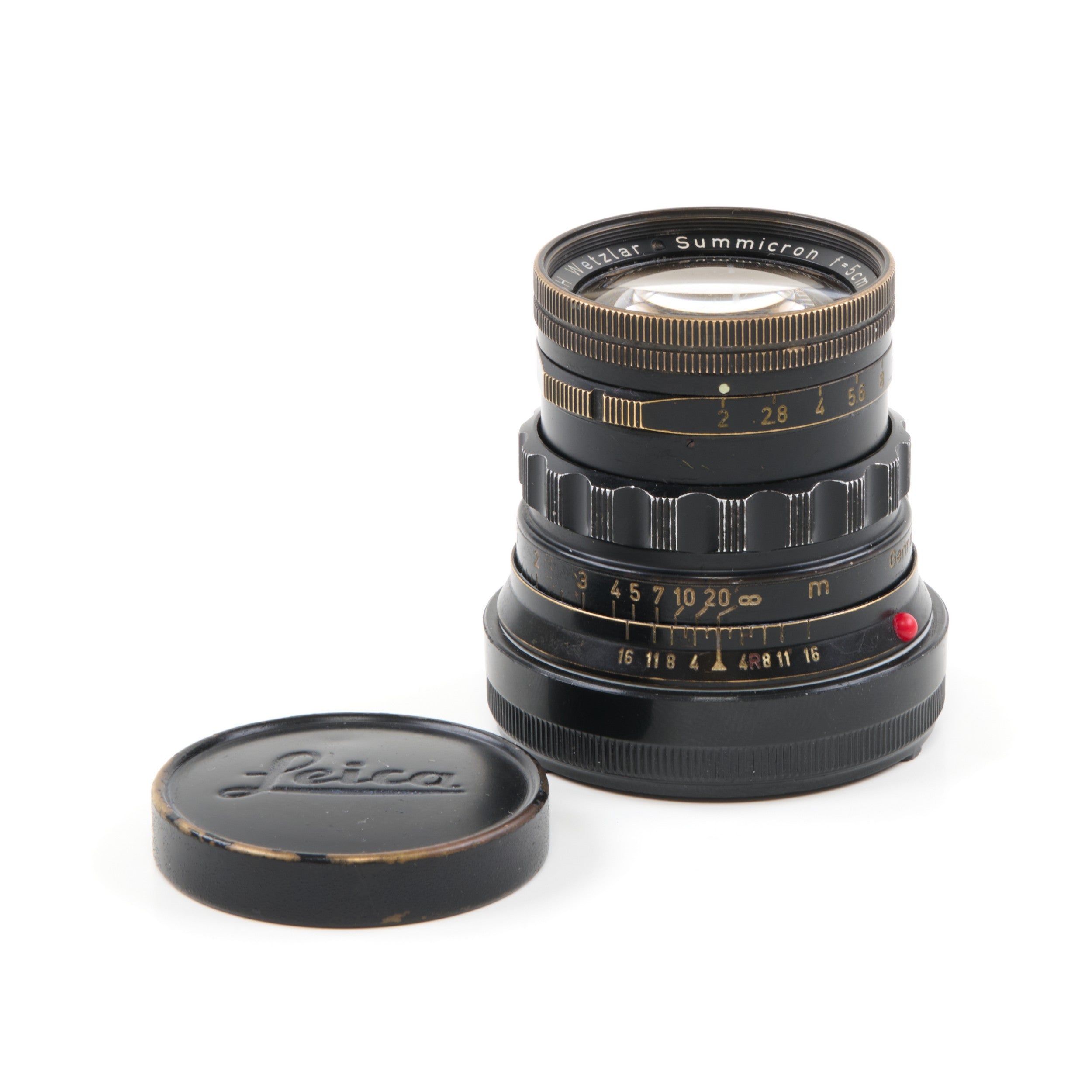 Leitz 50mm f2 Summicron Black Paint Brass Mount Extreem Zeldzaam