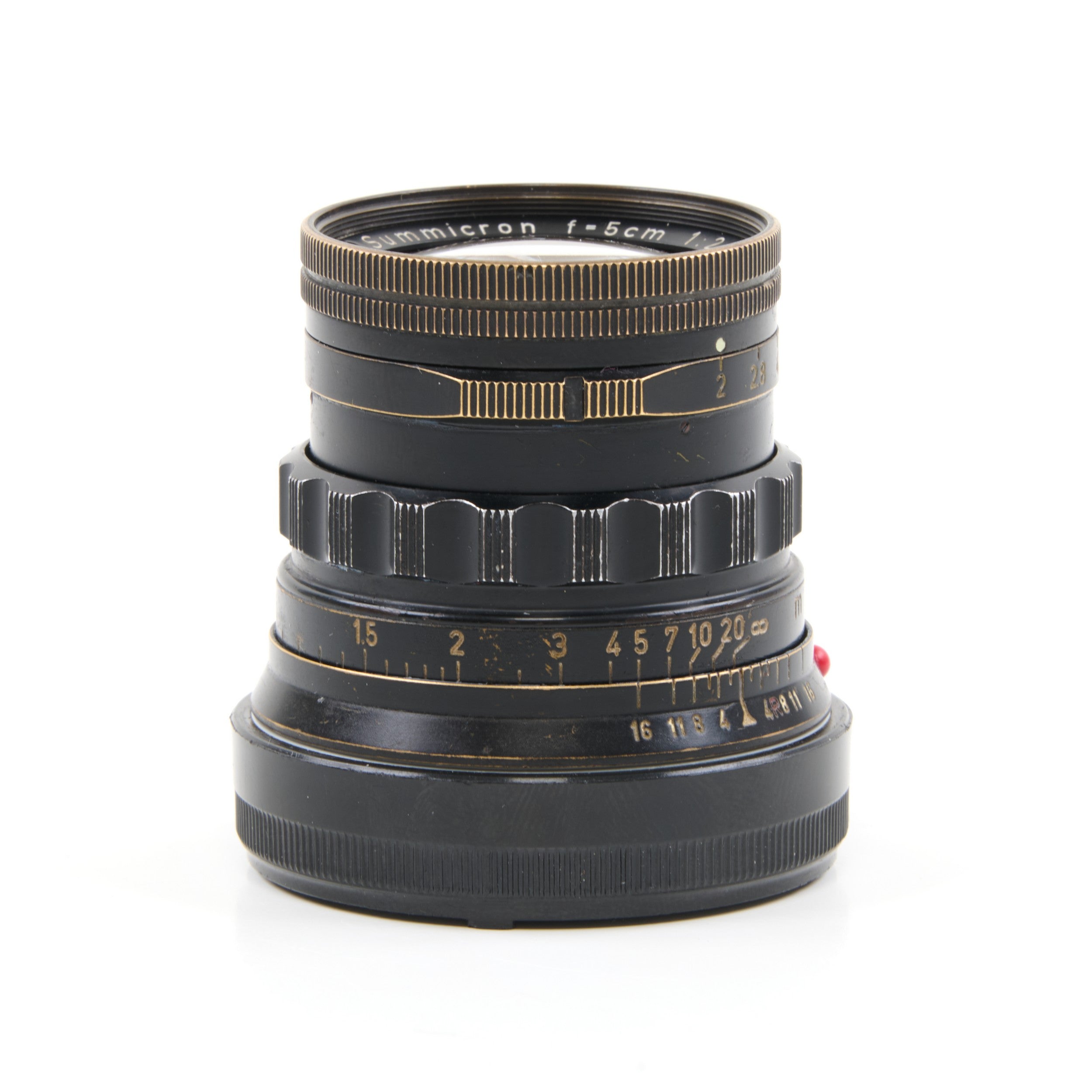 Leitz 50mm f2 Summicron Black Paint Brass Mount Extreem Zeldzaam