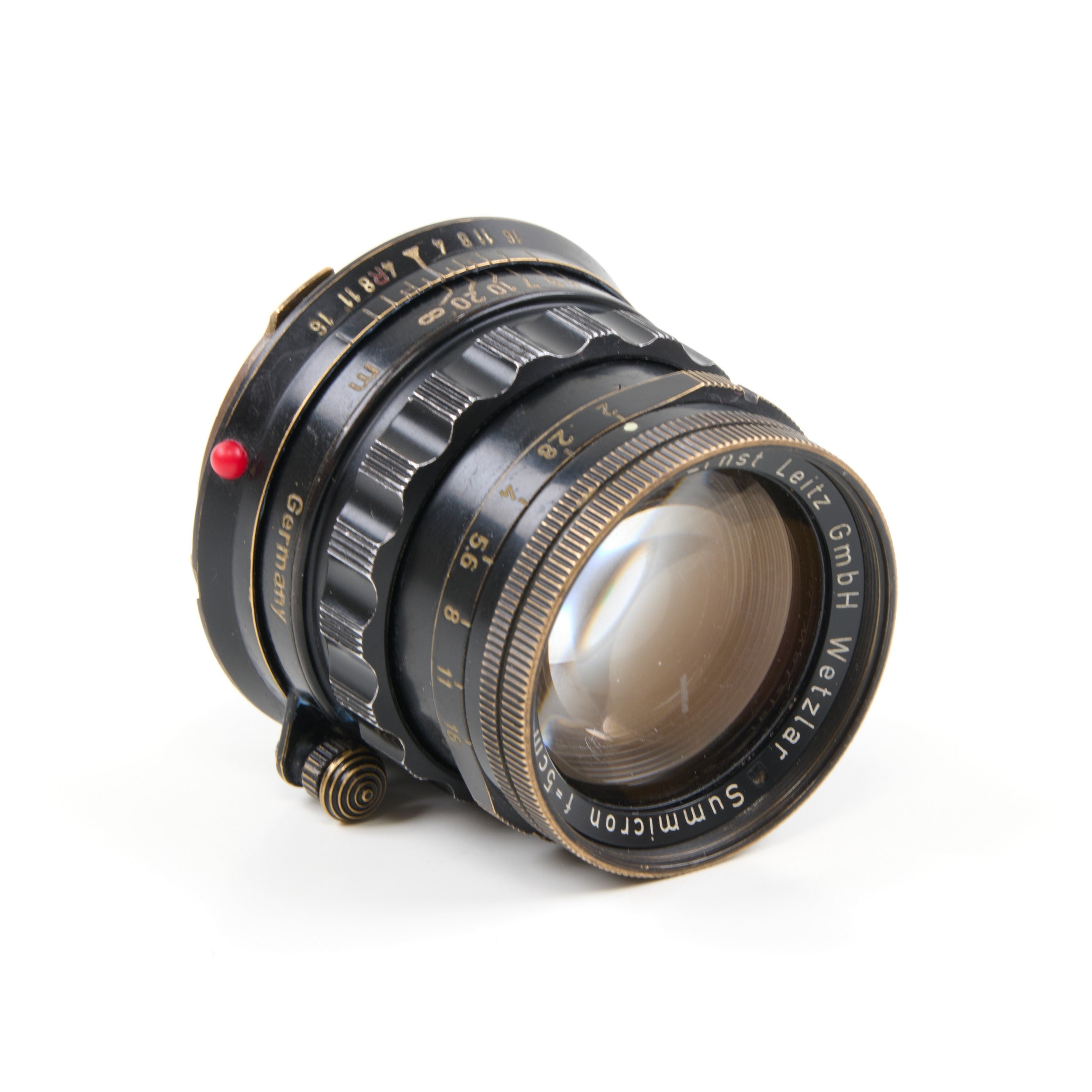 Leitz 50mm f2 Summicron Black Paint Brass Mount Extreem Zeldzaam