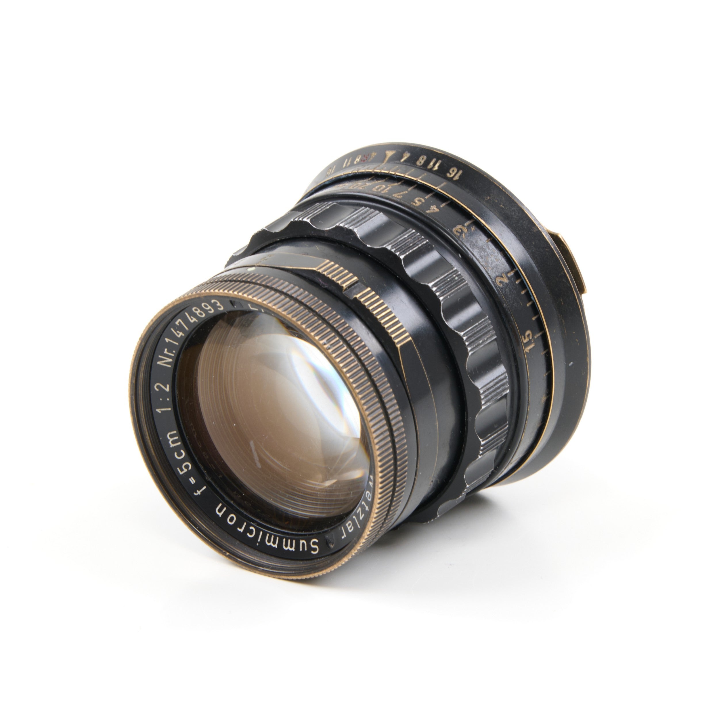 Leitz 50mm f2 Summicron Black Paint Brass Mount Extreem Zeldzaam