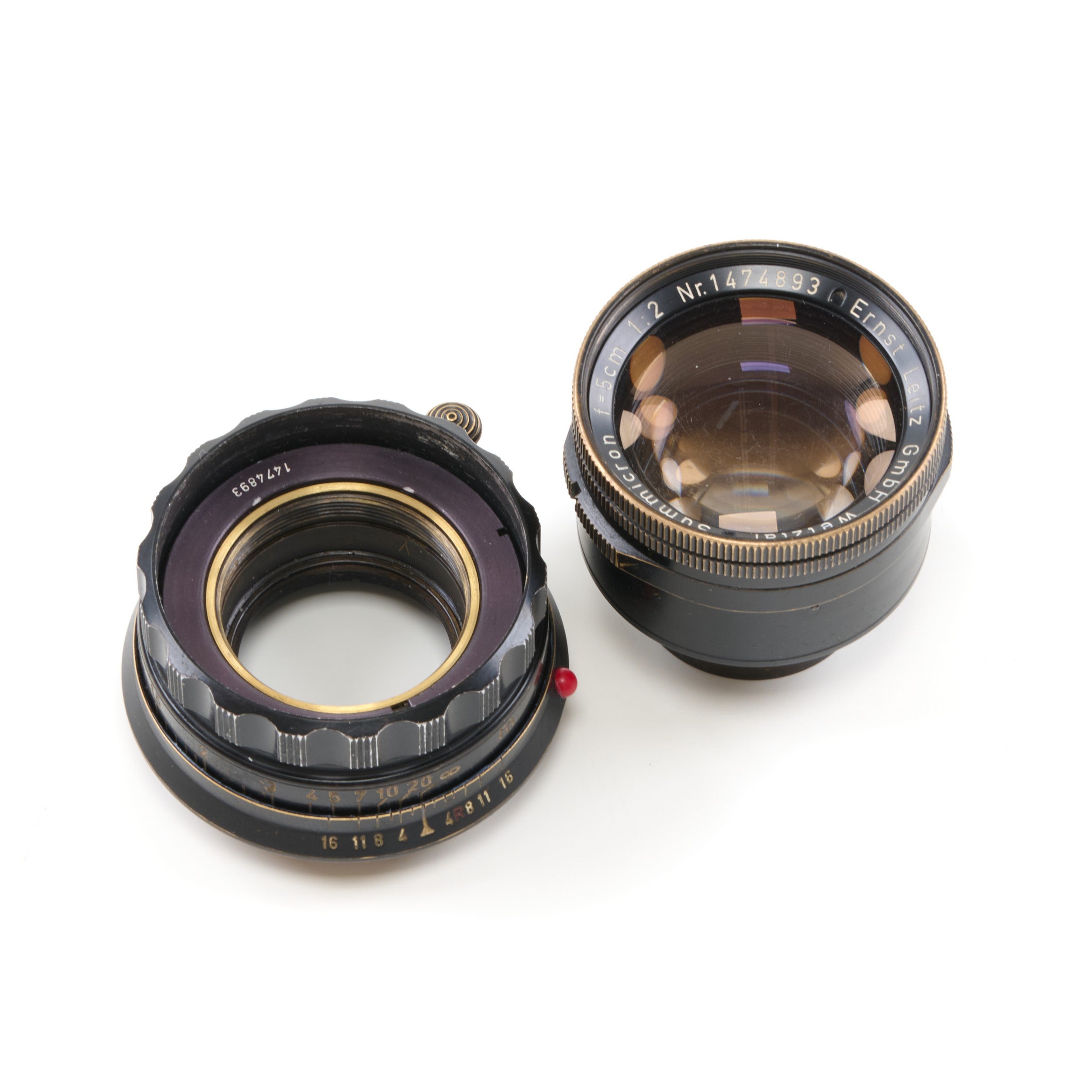 Leitz 50mm f2 Summicron Black Paint Brass Mount Extreem Zeldzaam