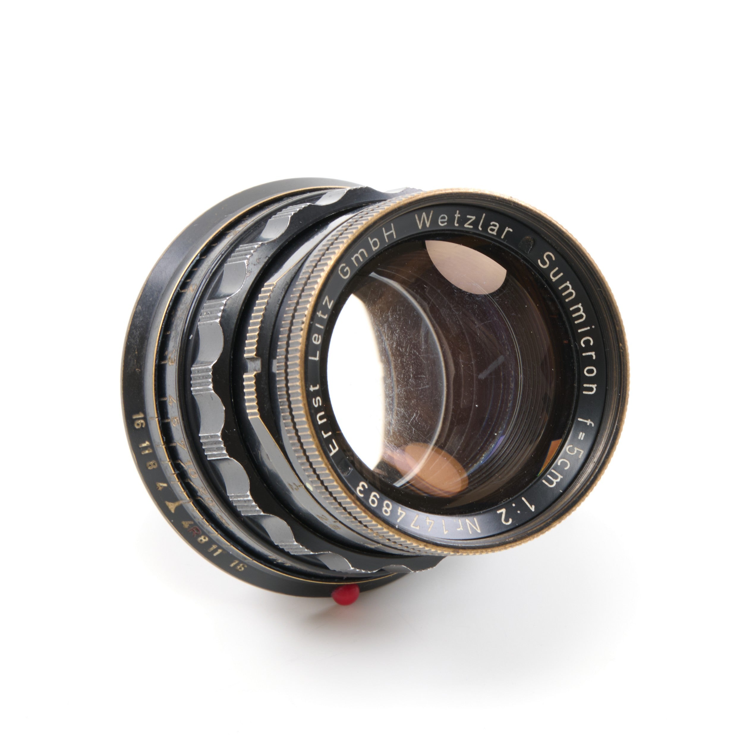 Leitz 50mm f2 Summicron Black Paint Brass Mount Extreem Zeldzaam