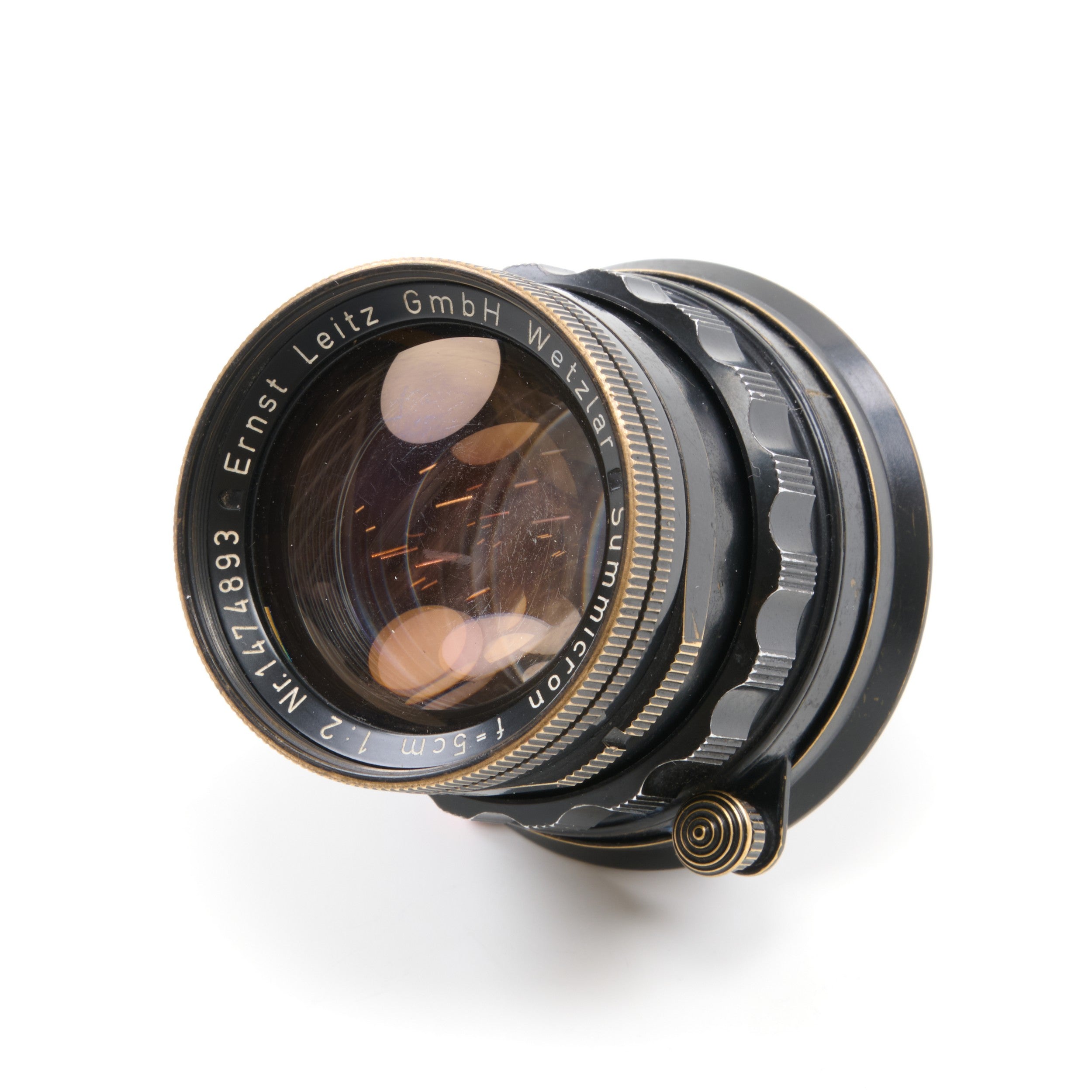 Leitz 50mm f2 Summicron Black Paint Brass Mount Extreem Zeldzaam