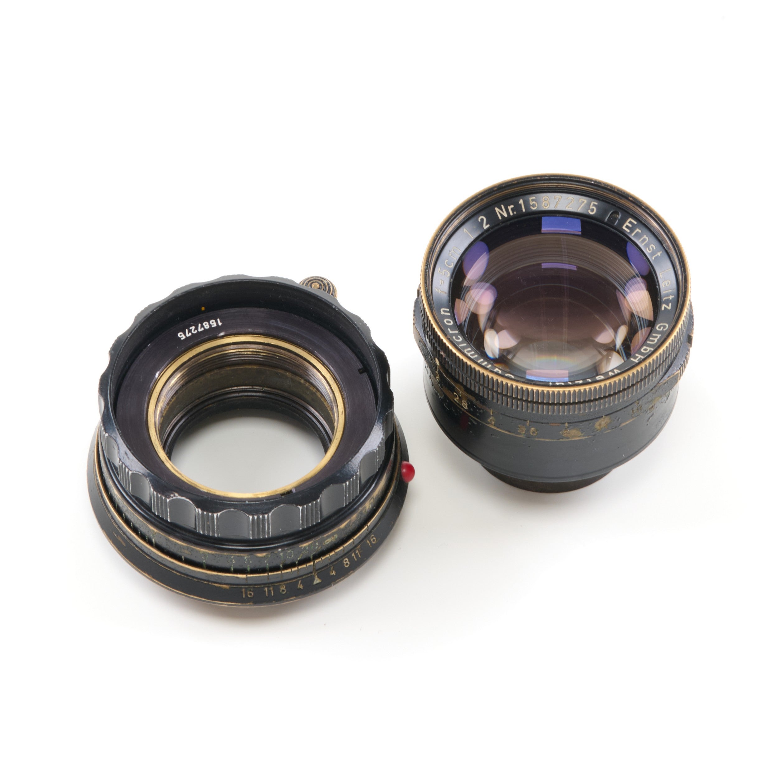 Leitz 50mm f2 Summicron Black Paint Brass Mount Zeldzaam