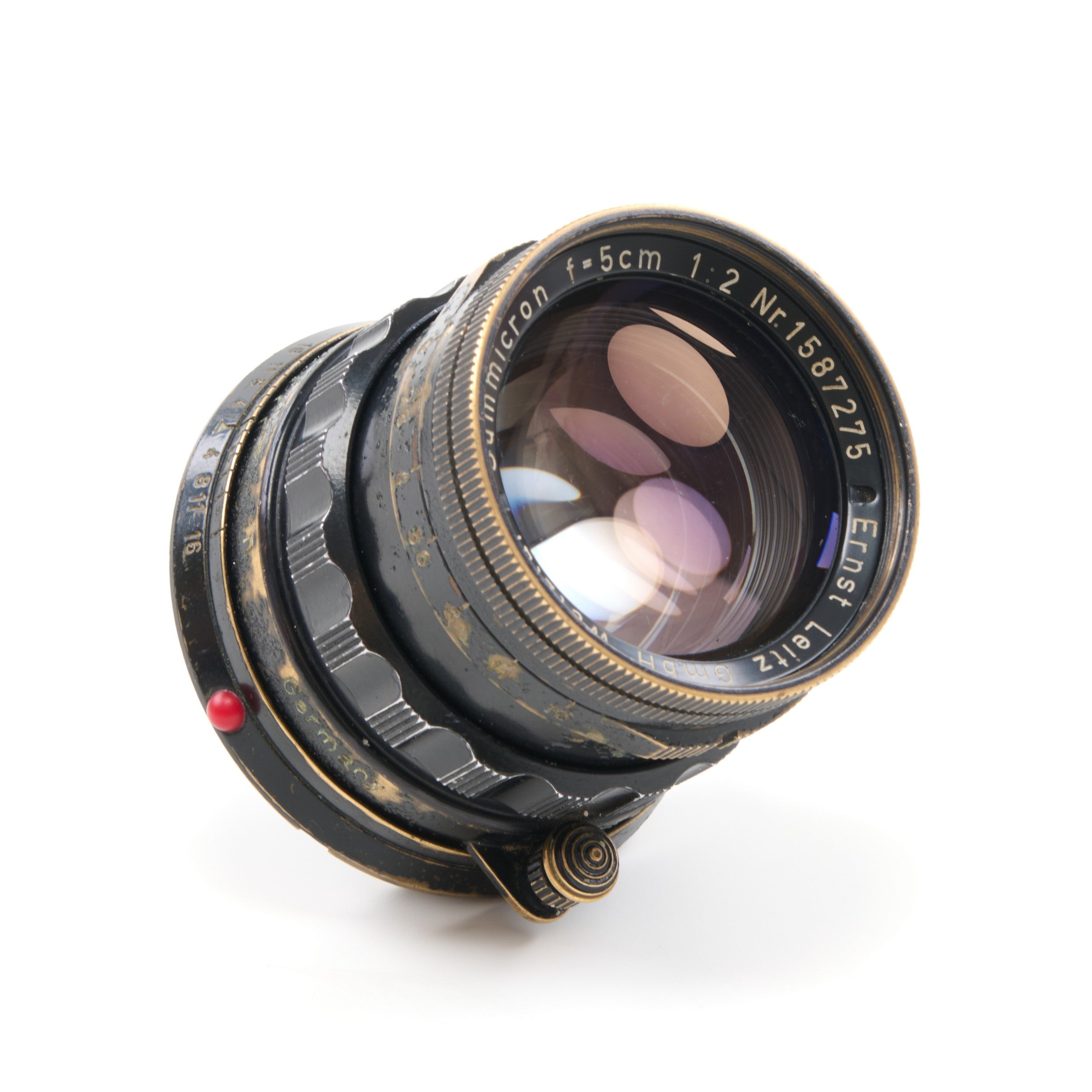 Leitz 50mm f2 Summicron Black Paint Brass Mount Zeldzaam