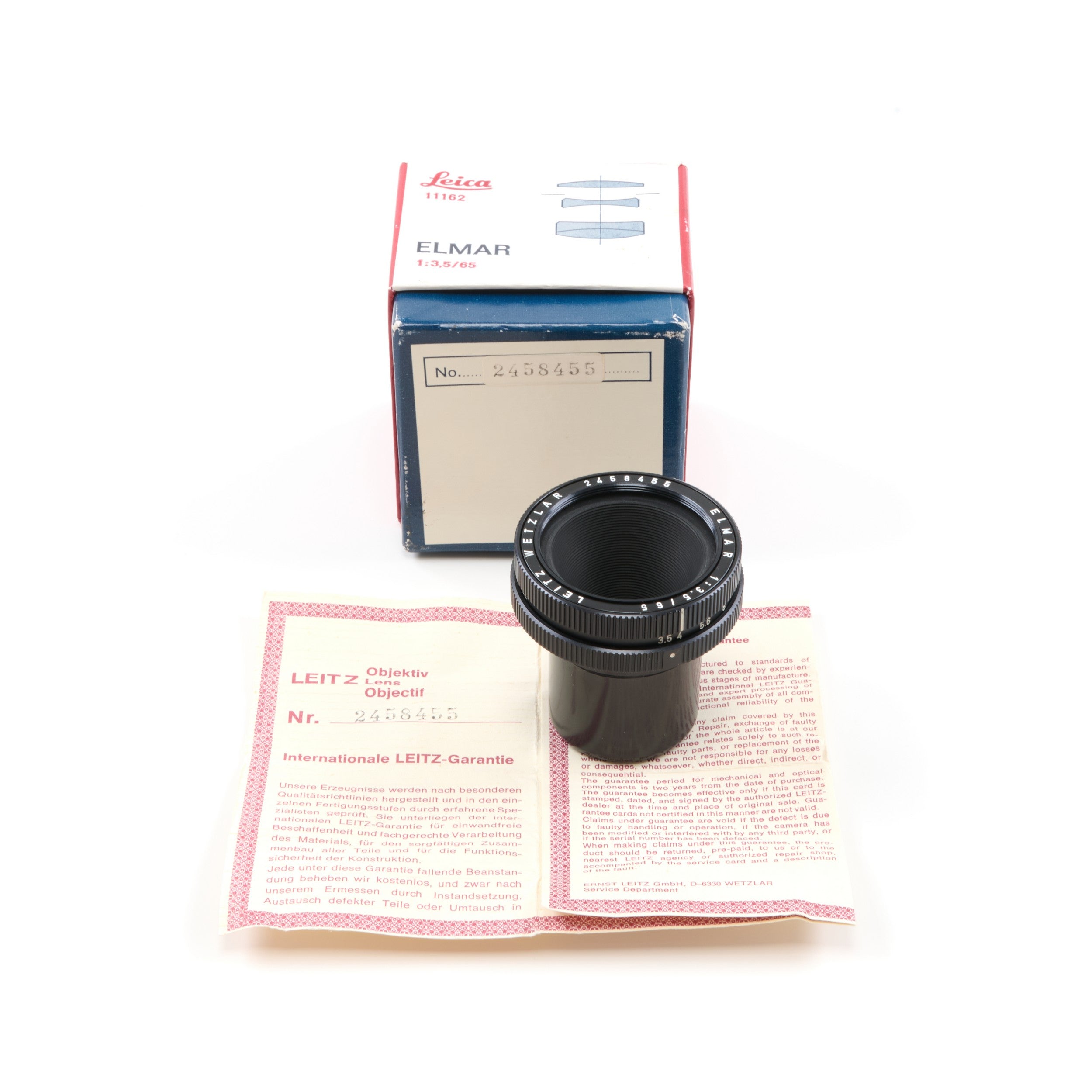 Leitz 65mm f3.5 Elmar Zwart + Doos