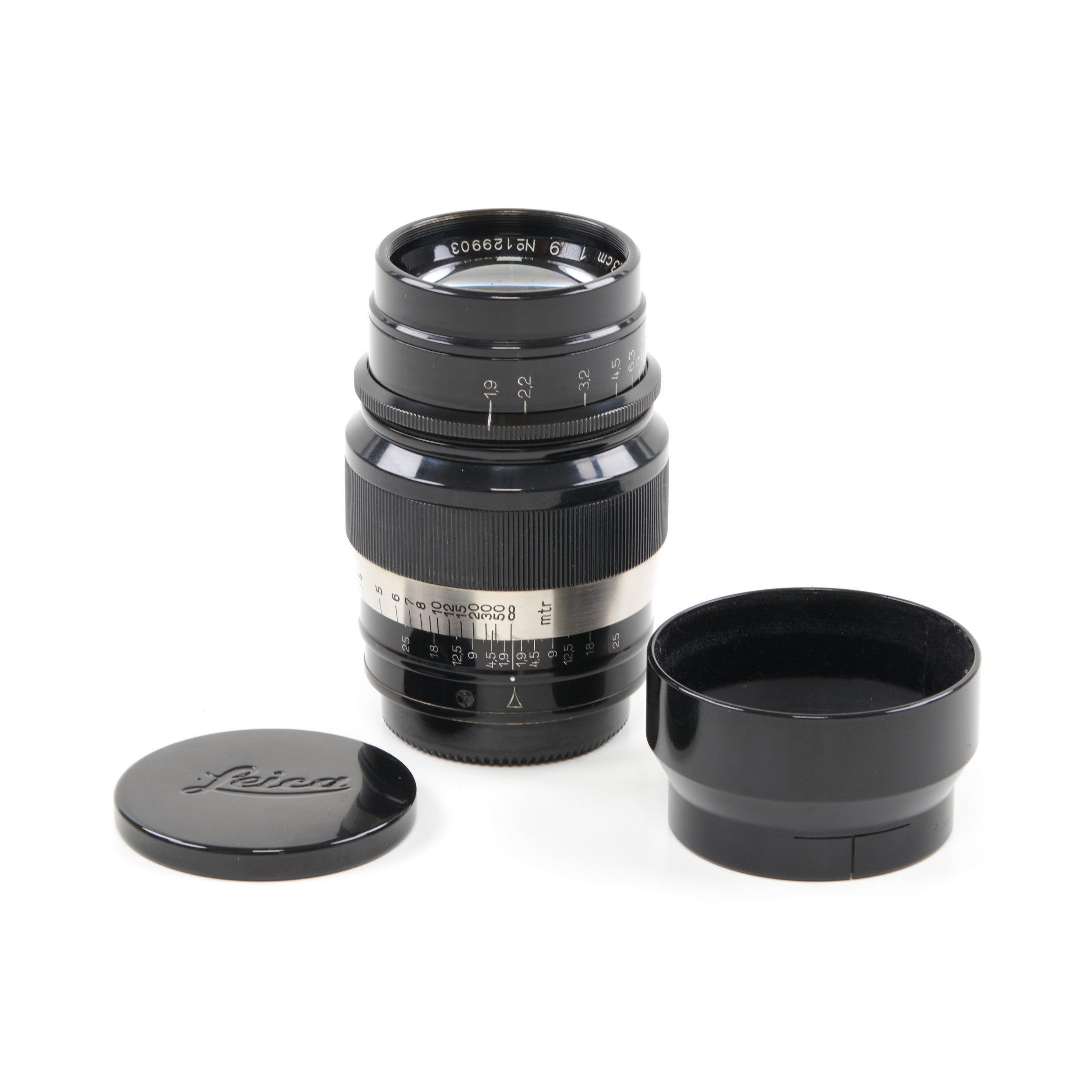 Leitz 73mm f1.9 Hektor Zwart Nikkel M39 Set