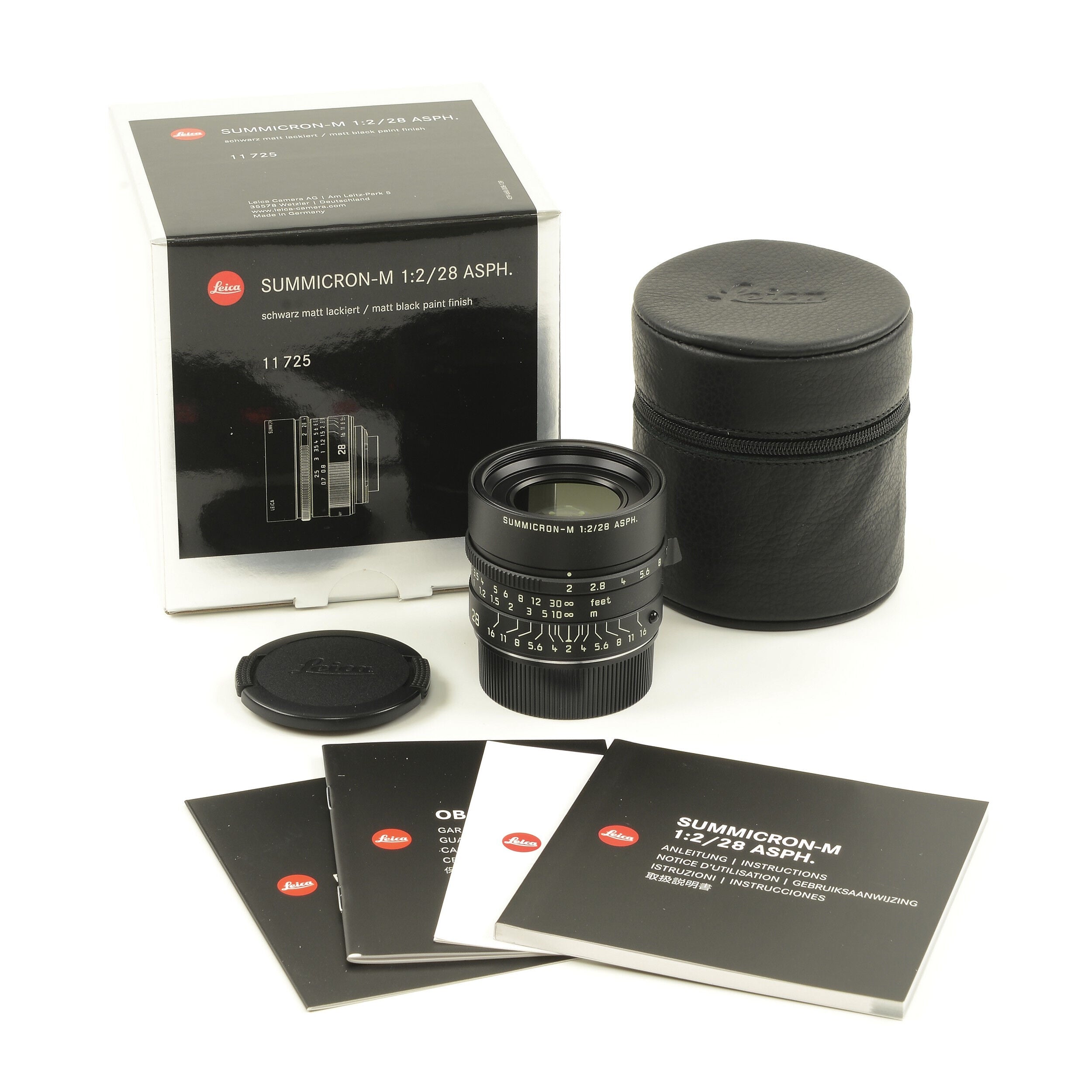 Leica 28mm f2 Summicron-M Matt Black Paint + Doos