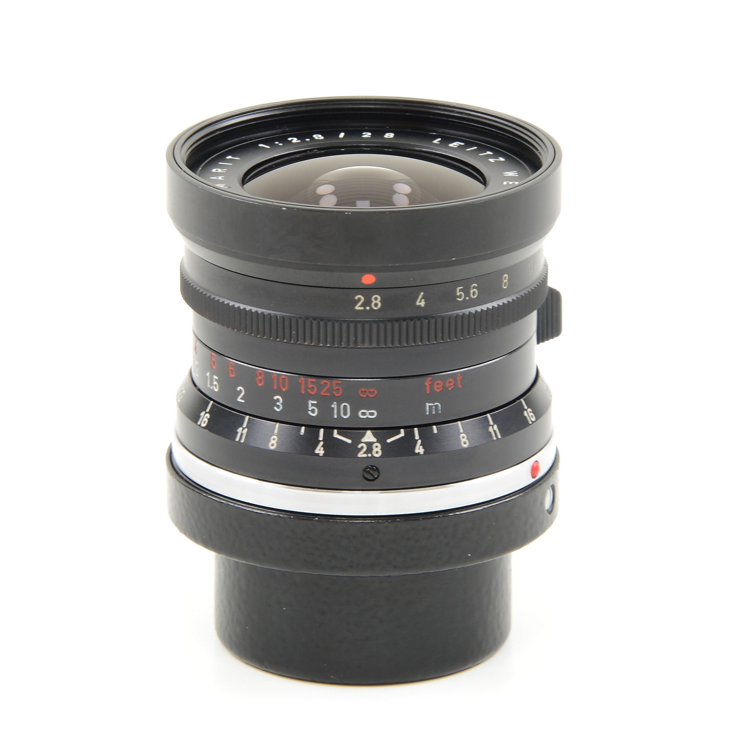Leitz 28mm f2.8 Elmarit 9 Element zwarte verfstopper Wetzlar Zeer laat uit batchnummer