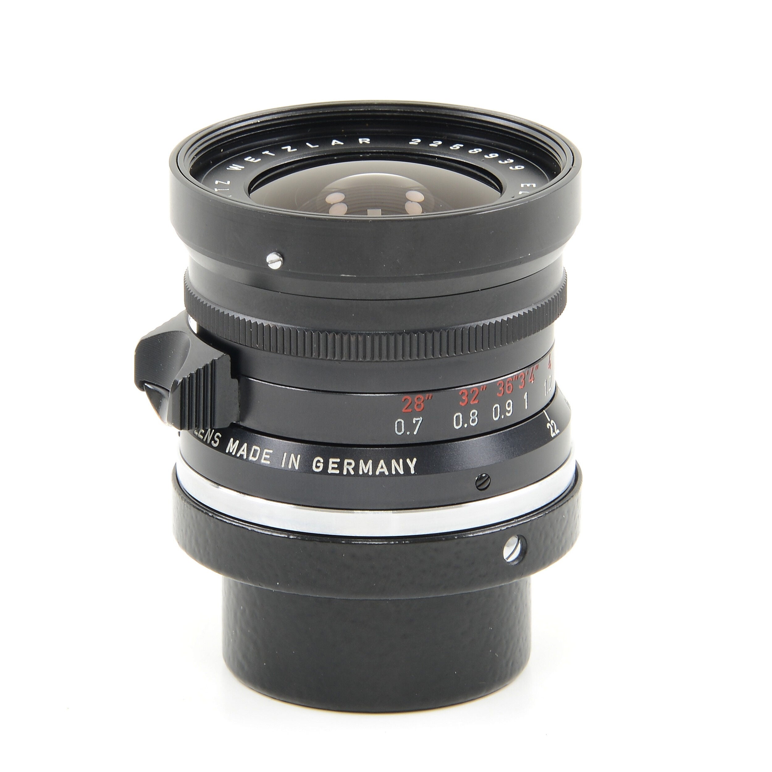 Leitz 28mm f2.8 Elmarit 9 Element zwarte verfstopper Wetzlar Zeer laat uit batchnummer