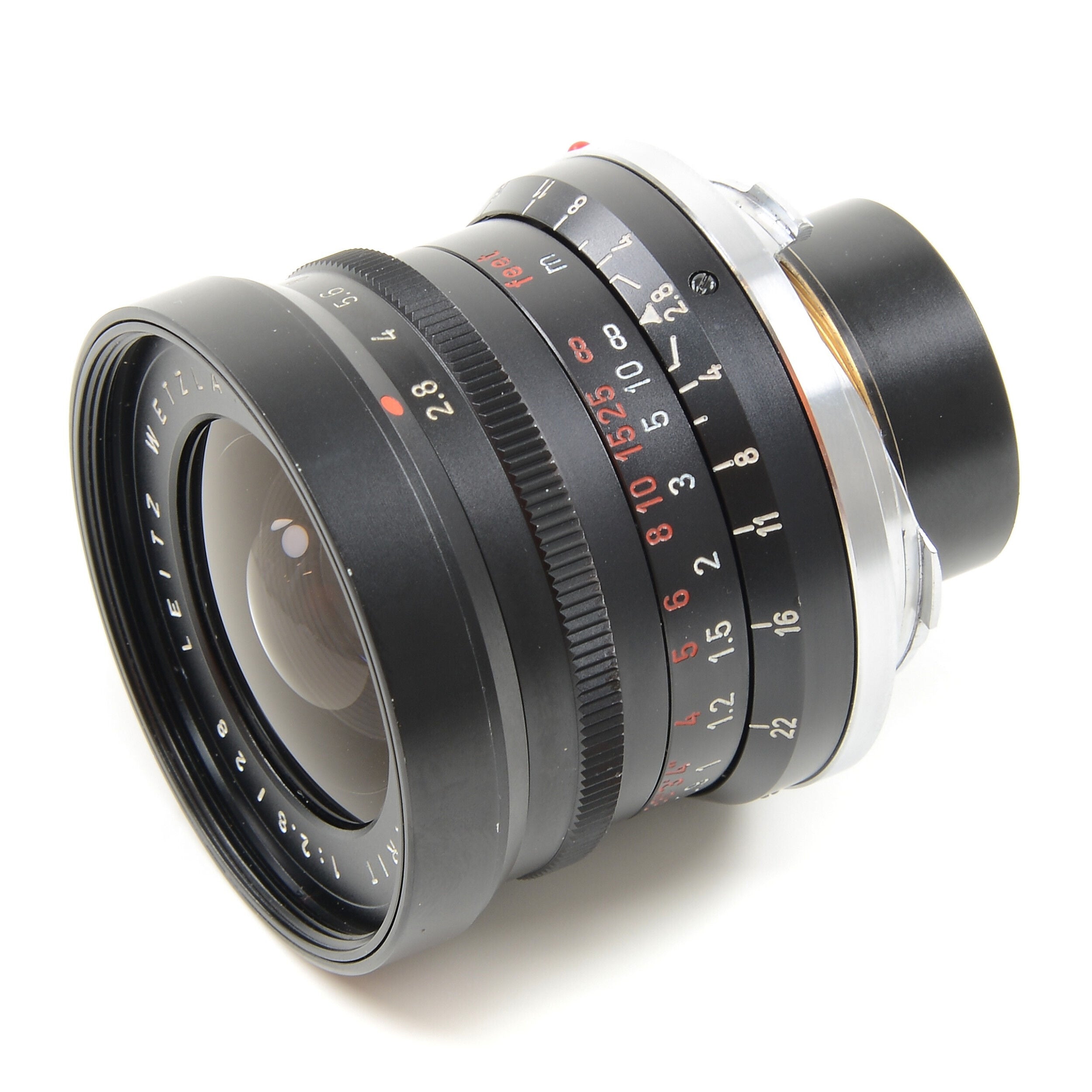 Leitz 28mm f2.8 Elmarit 9 Element zwarte verfstopper Wetzlar Zeer laat uit batchnummer