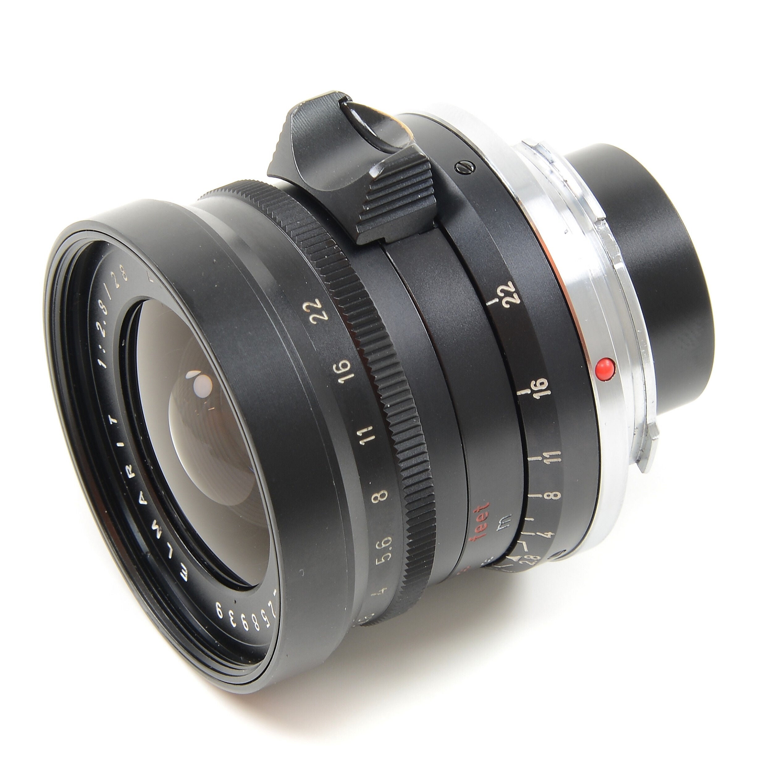 Leitz 28mm f2.8 Elmarit 9 Element zwarte verfstopper Wetzlar Zeer laat uit batchnummer