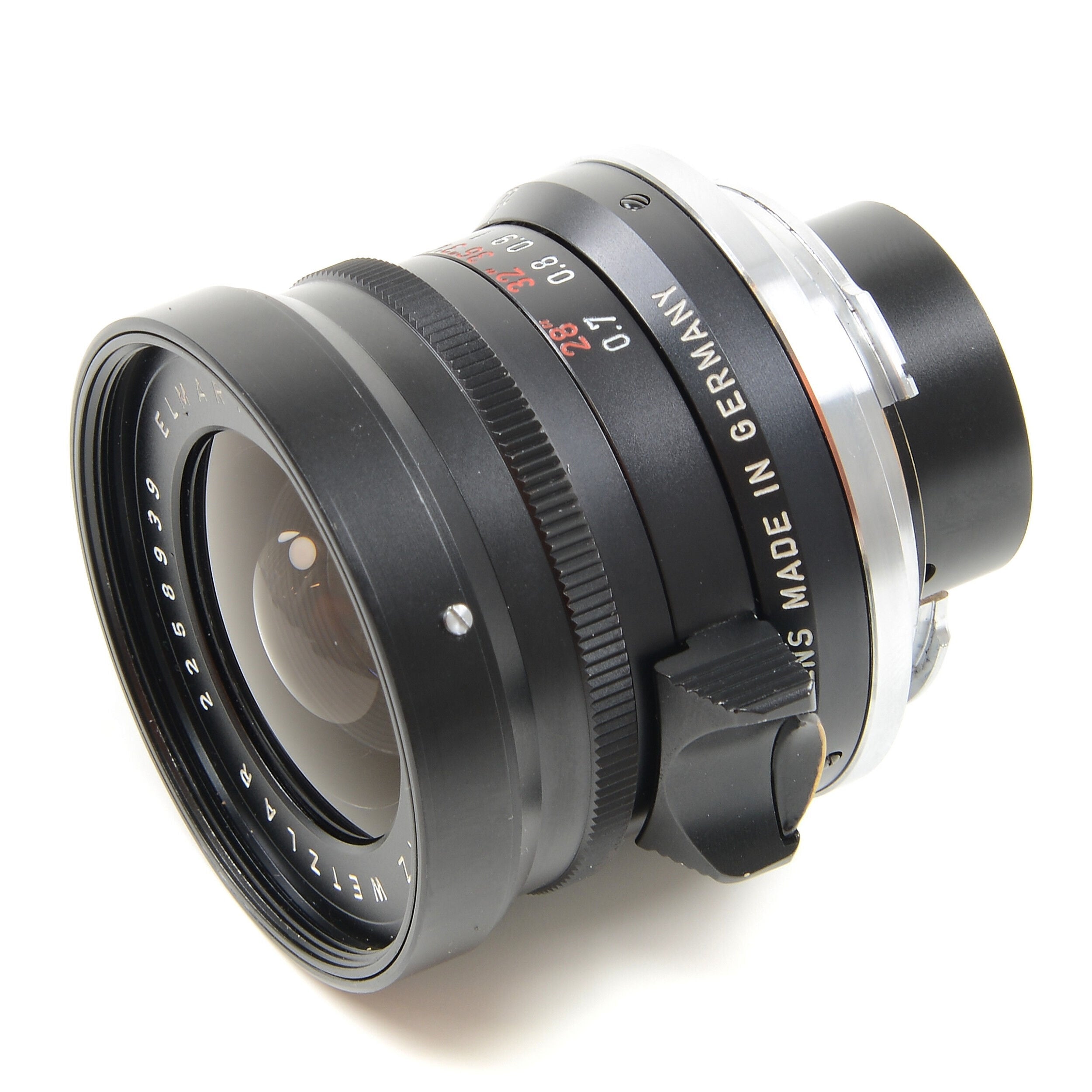 Leitz 28mm f2.8 Elmarit 9 Element zwarte verfstopper Wetzlar Zeer laat uit batchnummer
